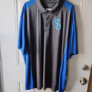 Men's Gray and Blue Polo Shirt